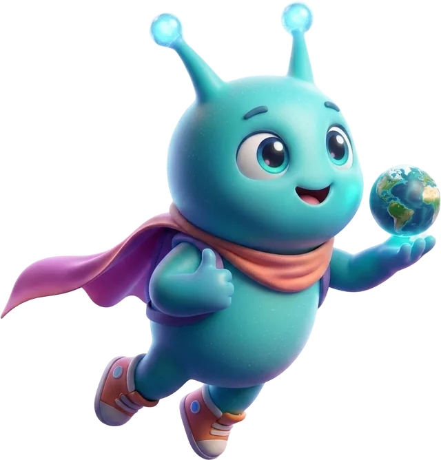 Vigxo Explorer Mascot holding globe with high-speed connectivity