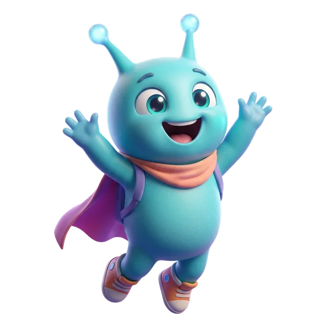 Cheering Vigxo mascot celebrating connection on arrival